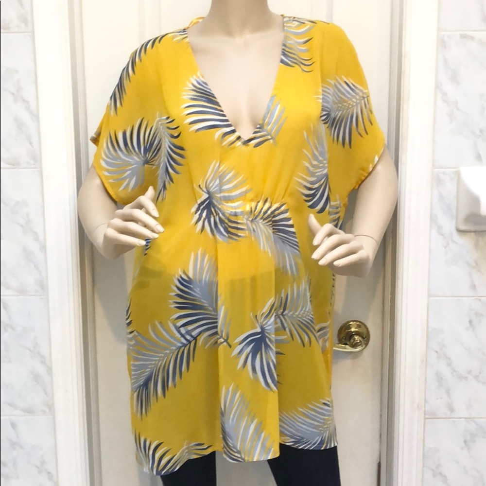 YELLOW WITH LEAVES TUNIC TOP - Picture 4 of 8